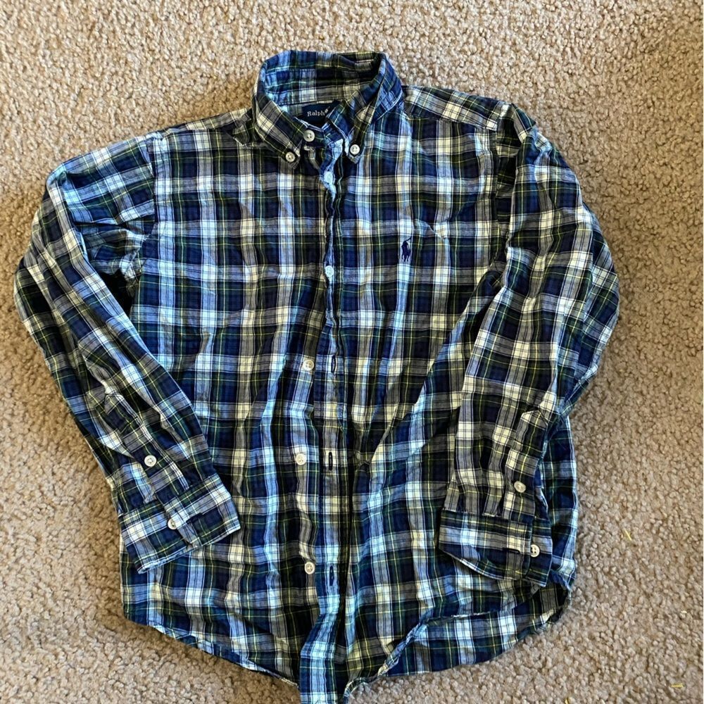 Boys Vintage Ralph Lauren Plaid Dress Shirt